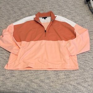 Brand New Zelos Colorblock Quarter Zip Pullover | Coral Peach + White | Size L